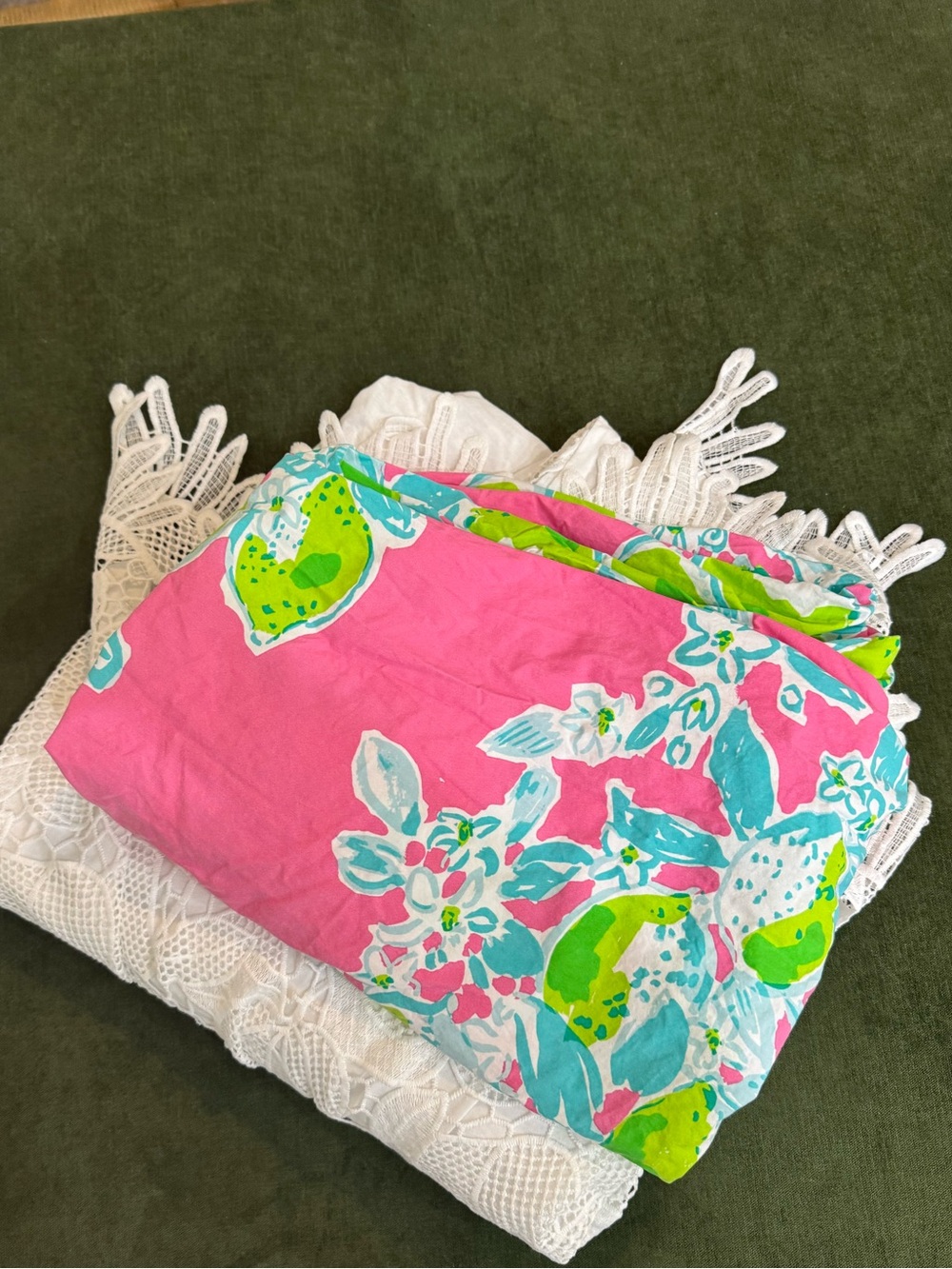 Lilly Pulitzer and Pottery Barn crib skirt and crib sheet set